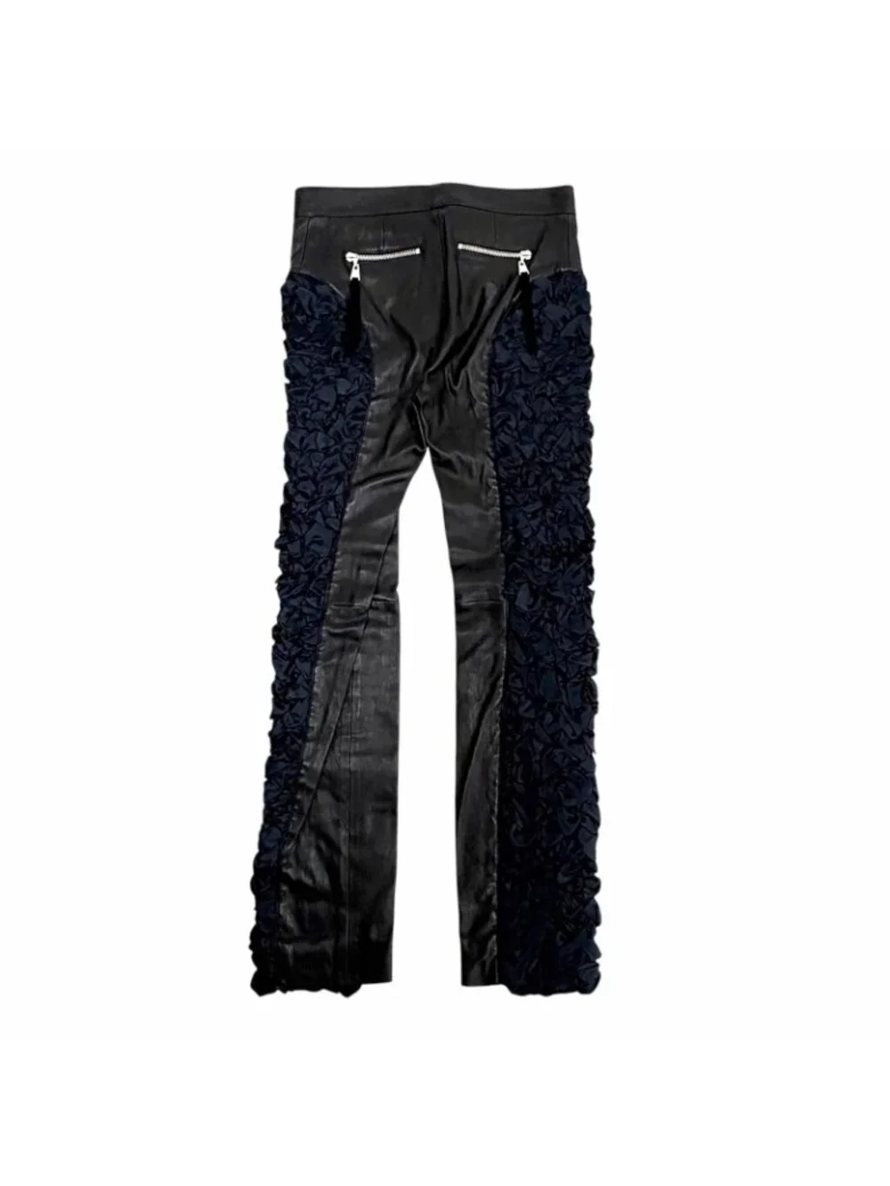Louis Vuitton LV Zip Lambskin Side Gathered Long Pants Black 36